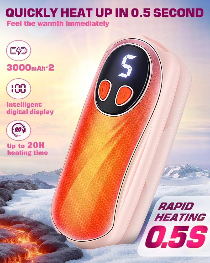 KILeap Hand Warmers Rechargeable 2 Pack, 6000mAh Electric Hand Warmers, 5-Level Heating with Battery Display, Reusable Portable Pocket Heater, Gifts for Christmas, Outdoor, Golf, Travel, Hunting, Camping - Image 2